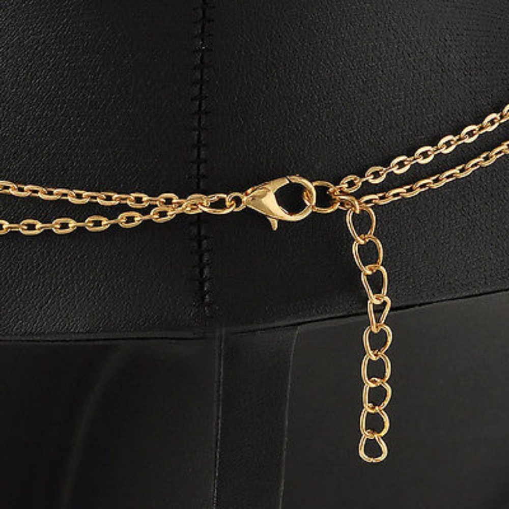 Gold Double Layered Bar Pendant Necklace - Picture 3 of 3